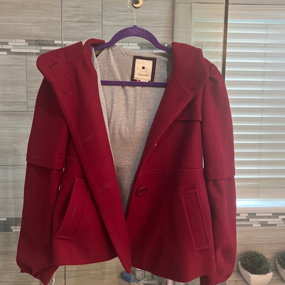 Anthropologie Burgundy Pea Coat